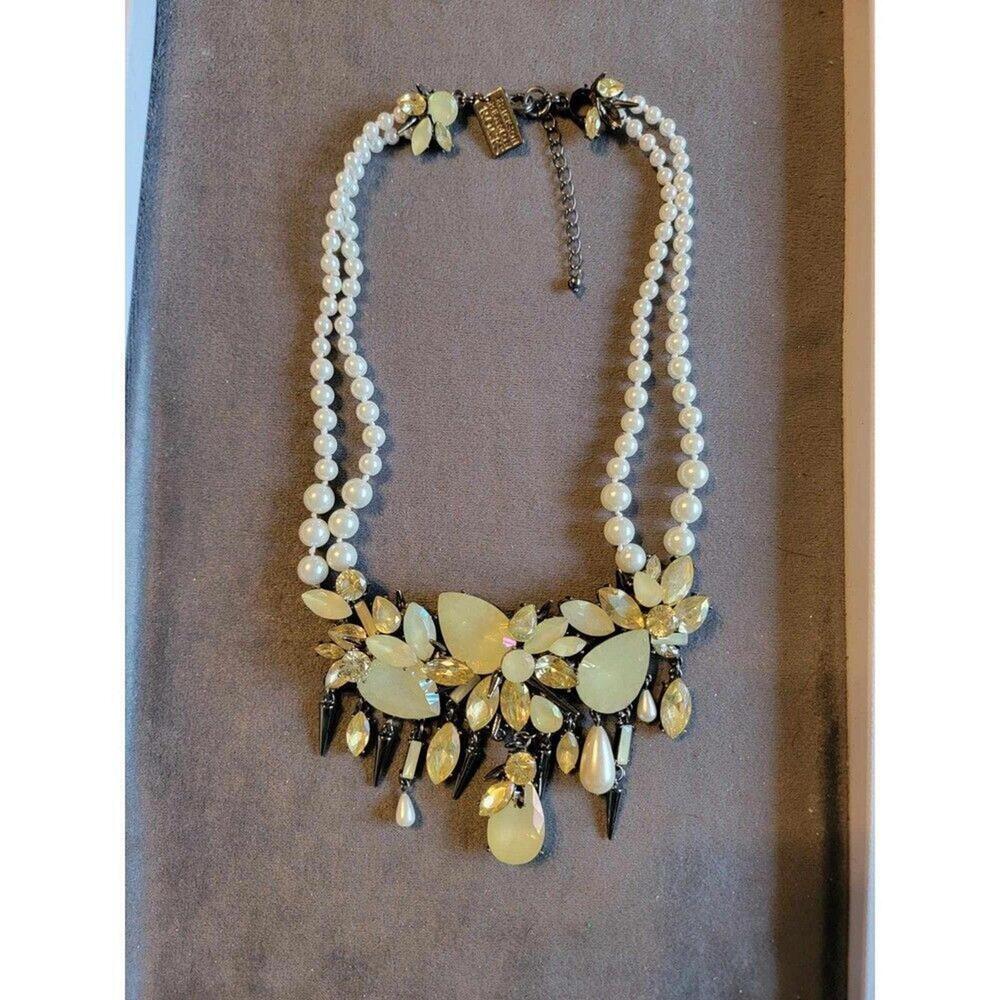 Erickson Beamon Rocks Pearl And Rhinestone Necklace **Missing one stone**